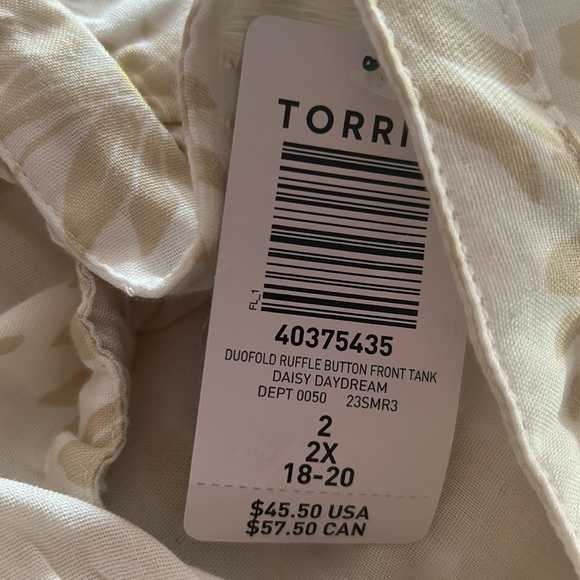 NWT Torrid Double Gauze Ruffle Button Front Tank Top daisy daydream - Picture 8 of 10